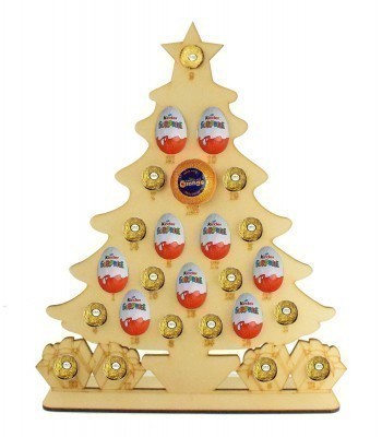 6mm Christmas Tree Chocolate Orange, Ferrero Rocher & Kinder Egg Holder Advent Calendar on a Stand